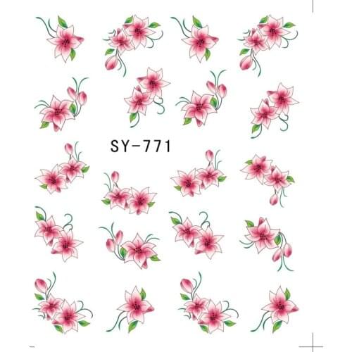 1X Water Transfers Stickers Nail Decals Stickers Water Decal Red Trumpet Flower Petals SY771