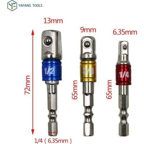 3pcs/set Hex Shank Wrench Drive Power Drill Socket Adapter Socket Extension Drill Bit 1/4 3/8 1/2 Screw Driver Power Tools
