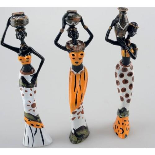 3pcs/lot 6*5*20cm african woman people ornaments home decoration accessories craft Statue