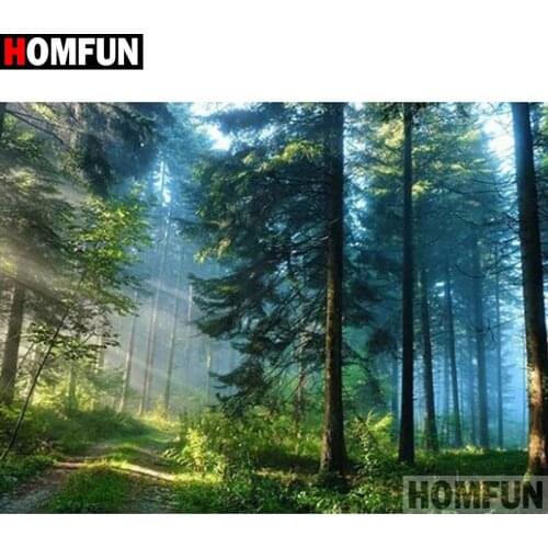 HOMFUN Full Square/Round Drill 5D DIY Diamond Painting "Woods landscape" 3D Embroidery Cross Stitch 5D Home Decor Gift A26977