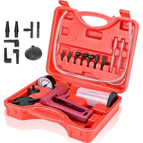 Car Automotive Self Kit Vacuum Pump Multifunctional Brake Bleeder Screw Adapter Hand Held Brake Bleeder Tester Set Carrying Case