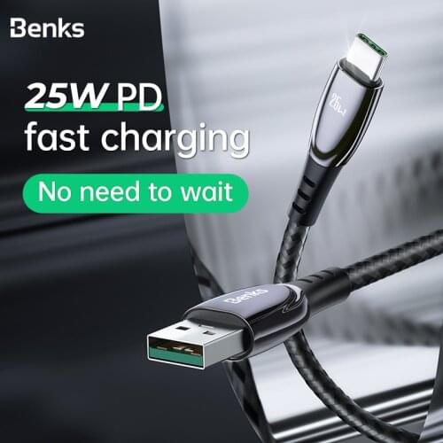 Benks Type-C interface 5A fast charging cable 25W PD Fast Charger Data Cable For Huawei Samsung Xiaomi OPPO/VIVO Type-C notebook