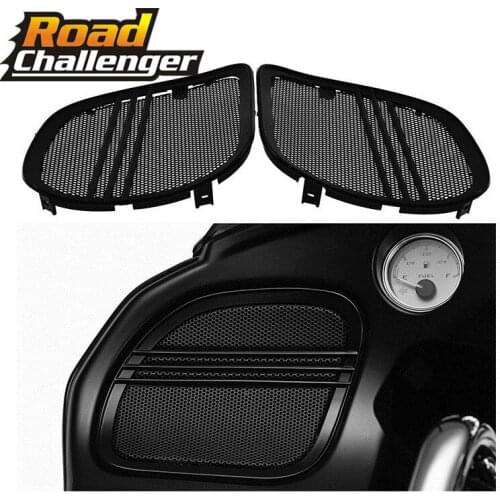 Black Motorcycle Covers Parts Tri-Line Speaker Grills Cover Trim Mesh Black For Harley Road Glide FLTRX 2015 2016 2017 2018