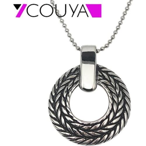 COUYA 2018 Vintage Olive Branch Round Necklace Pentagon Gothic Choker Dark Style Goth Harajuku Stainless Steel Unisex Jewelry