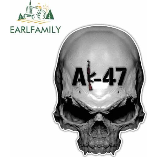 EARLFAMILY 13cm x 10.8cm for AK-47 Skull Funny Car Stickers RV VAN 3D DIY Fine Decal Bumper Trunk Truck Graphics Vinyl JDM