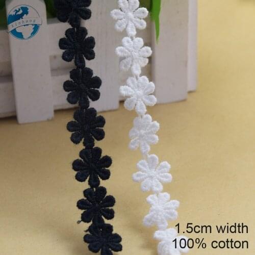 1.5cm 2 colors cotton embroid sewing ribbon guipure lace trim or fabric warp knitting DIY Garment Accessories free shipping#3678