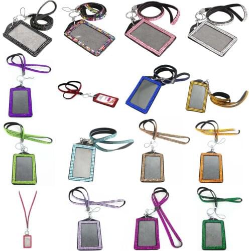 Hot Rhinestone Bling Crystal Custom Lanyard Vertical ID Badge Holder