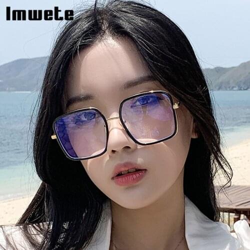 Imwete Square Transparent Glasses Frame for Women Men Bule-Ray Computer Spectacles Oversize Unisex Eyewear