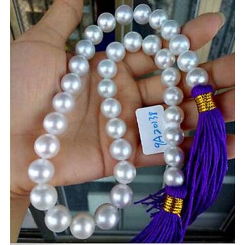 ClassicAAA 12-15mm south sea round white pearl necklace 18inch14k