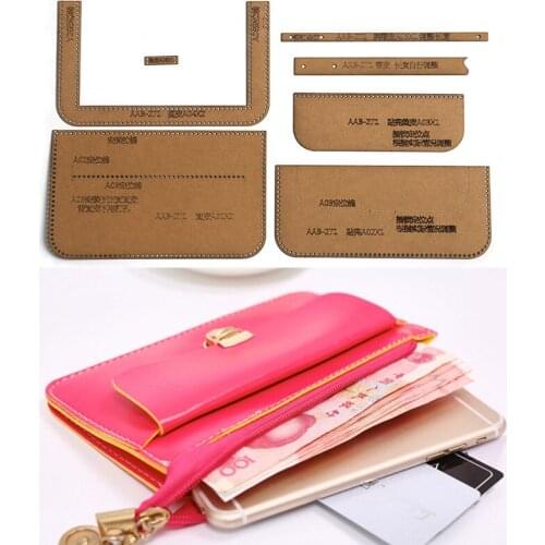 Leather Craft Fashion Female Clutch Cell Phone Bag Small Square Bag Sewing Pattern Hard Kraft Paper and Acrylic Template 18*11cm