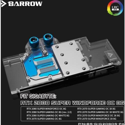 Barrow GPU water Cooling block for Gigabyte RTX 2080 SUPER Gaming OC Windforce Full Cover GPU Cooler BS-GIG2080S-PA