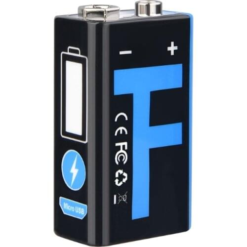 Large Capacity 9V/500mAh Rechargeable Li-ion Polymer Battery with Micro USB Charging Port Energy Saving Cell