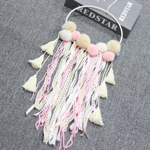 Girl Heart Dream Catcher with Light National Feather Ornaments Lace Ribbons Feathers Wrapped Lights Dreamcatcher wind chimes