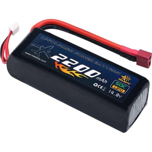 MELASTA 14.8V 2200mAh 4S LIPO Battery Packs with Deans -T Discharge Connector for RC Racing Cars Aircraft Boat Truck Plane Drone