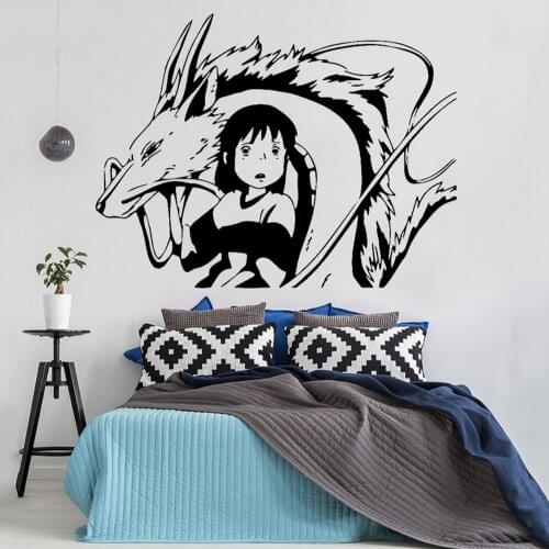 Spirited Away Wall Sticker Japanese Anime Decal Boys Bedroom Wall Decor Boy Room Decoration Cartoon Art Mural Friendship