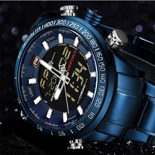 NAVIFORCE 9093 Luxury Mens Chrono Sport Watch Brand Military Waterproof EL BackLight Digital Wrist watches Men Stopwatch Clock