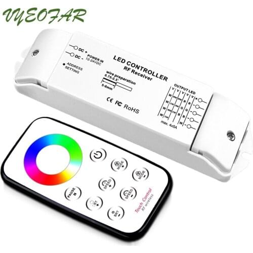 New RGB LED Strip Controller T3+R4 12V 24V RF Wireless Touch Remote RGB Dimme 5A 4 Channel Output led 5050 RGB Ribbon Switch