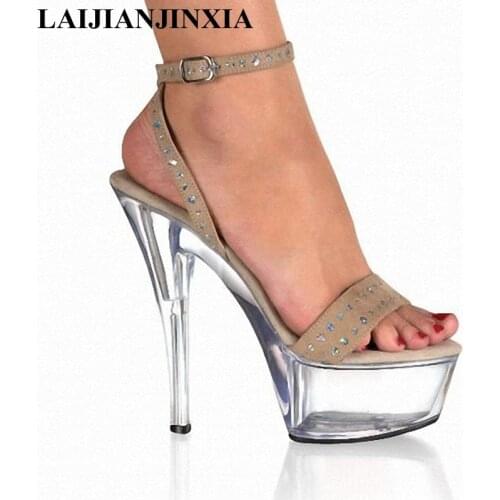 LAIJIANJINXIA 2018 new shoes Nightclub waterproof platform 15cm high-heeled sandals Sexy Thin Heels wedding Shoes