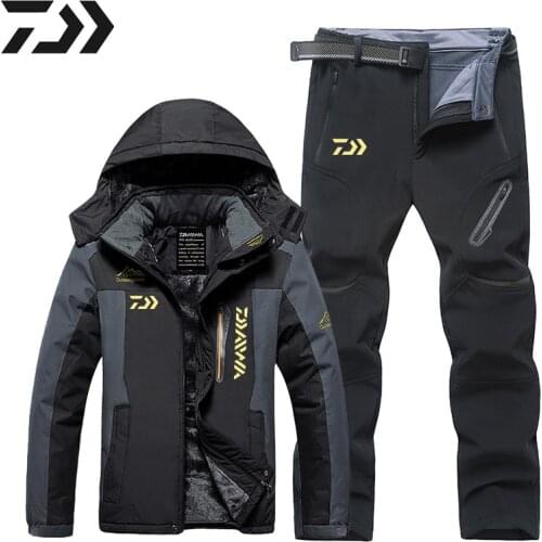 Daiwa clothing for Fishing Jacket Waterproof Windproof Warm Thick Pants Fishing Shirt Sports Fishing Suit Winter Fishing Wear
