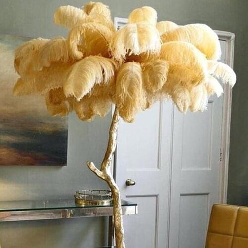 Lighting The Ostrich Feather Lamp Light Modern Copper Floor Light Living Room Hotel Floor Lighting Removable Lamp body