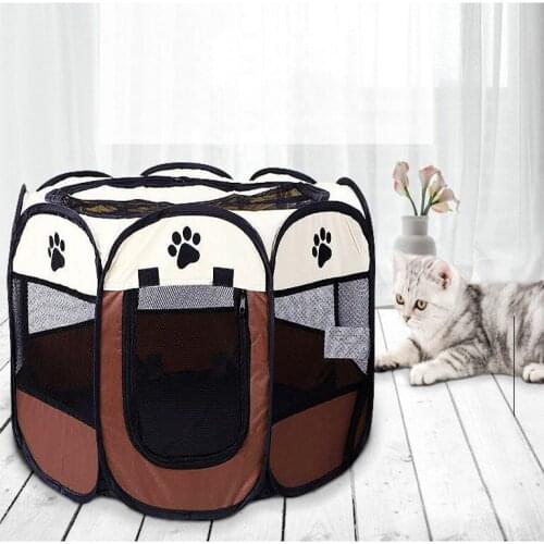 Portable Folding Pet Tent Dog House Octagonal Cage For Cat Tent Playpen Puppy Kennel Easy Operation Fence Outdoor Big Dogs House