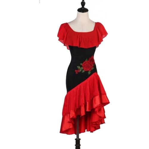 Adult latin dress competition dresses junior kids women samba rumba tango latin dance dress red blue lq174