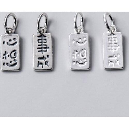 925 Sterling Silver Chinese Blessing Dangle Charms (Dream Come Ture) Women Men Decoration Silver Pendants DIY Jewelry Findings