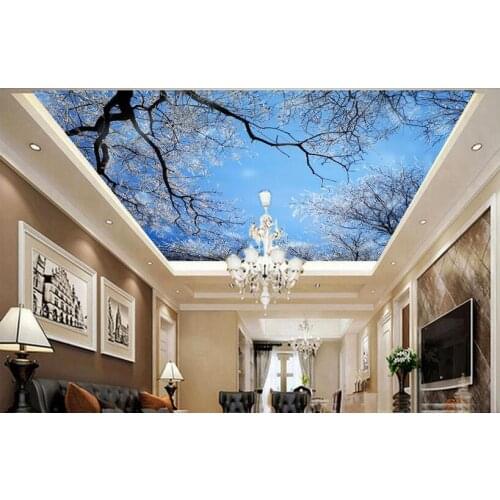 Custom photo 3d wallpaper Non-woven mural blue sky trees snow winter decoration painting picture 3d wall room murals wallpaper