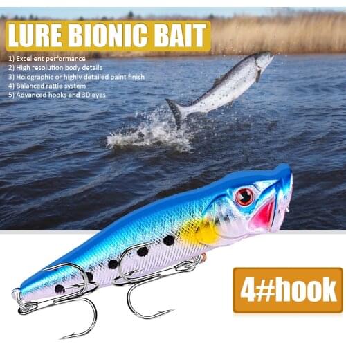 Popper Fishing Hard Baits 9.5cm 12g ABS Plastic Top Water Artificial Jerkbait 3D Eyes Swimbait with Hooks Fishing Tackle