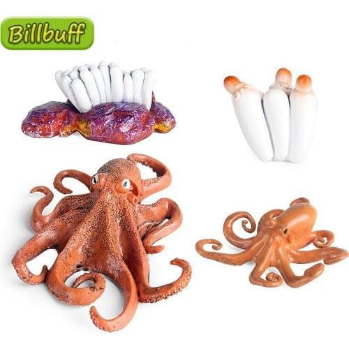 Hot Simulation Ocean Animal ABS Octopus Jellyfish Action Figure Collection Miniature Cognition Educational Toy for Children Gift