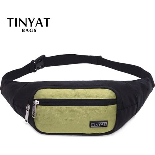 TINYAT Men Casual Waist Bag Pack Women Waist Fanny Pack Money Phone Belt Bag Men Banana Bum Bag Outdoor Sports Pouch Pochete