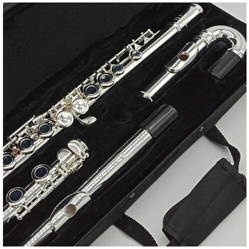 Professional Flute 281 Silver Plated Flute Instrument Intermediate Student Curved Headjoint Flutes C Leg 16 Holes Closed E Key