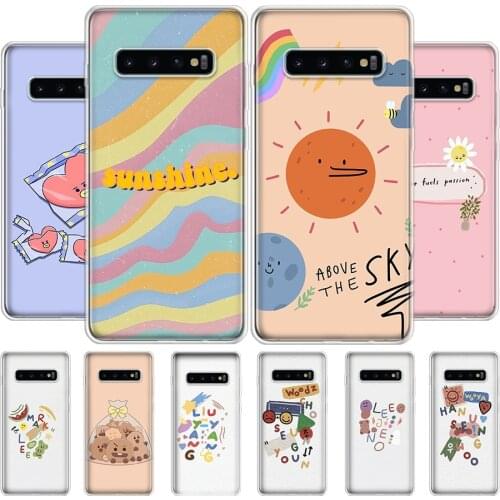 Rainbow Smile Face Sticker Label Phone Case For Samsung Galaxy S7 S8 S9 S10 S20 NOTE 8 9 10 J4 J6 PLUS LITE Ultra Cover Soft Sil