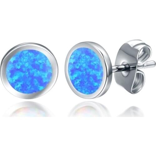 Cute Round White Imitation Fire Opal Stud Earrings Fashion Women Geometric Earrings Bohemian Statement Jewelry Lover Gift