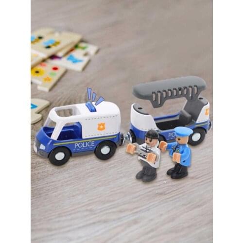 Compatible With Wooden Rail Toys Police Cars Small Trains Magnetic Electric Locomotive Toys Gifts For Children