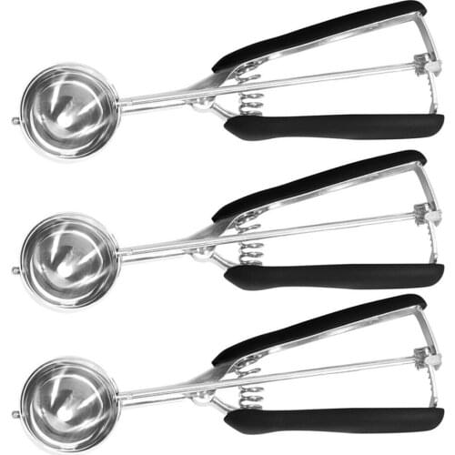 Ice Cream Scoop 3/4/5cm Spring Handle Mash Potato Watermelon Ball Scoop Stainless Steel Kitchen Accessories Cooking Tools