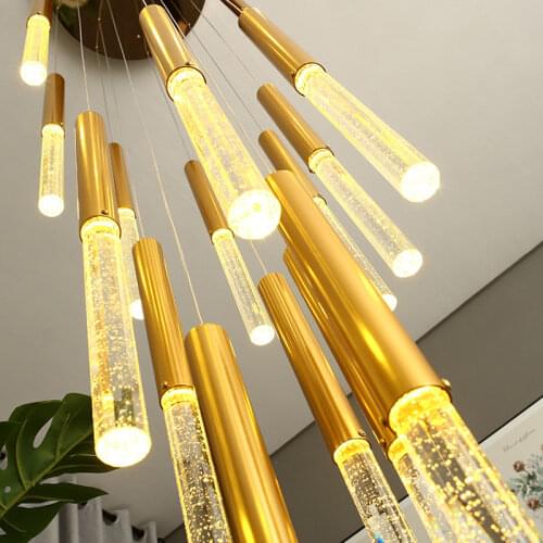 Modern Led Chandeliers Lighting for Living room Staircase golden Long hanging lamp Hallway Lobby Chain Decor Light