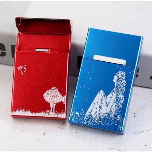 Slim Ladys Cigarette Case Box For Girlfriend Metal Flip Cover Smoking Gift Coffee Laser Marking Customized LOGO Custom Made DIY