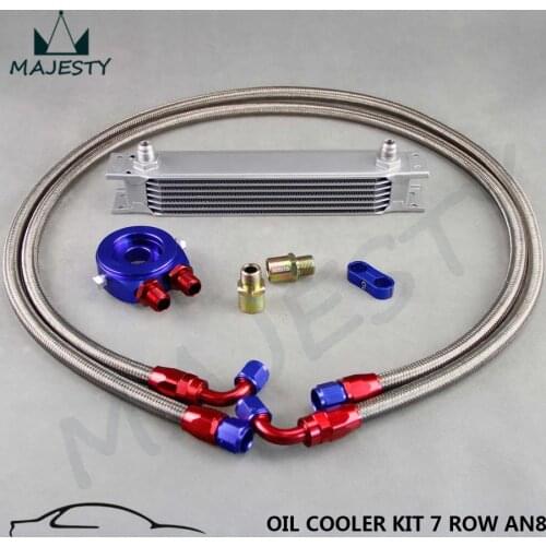 Universal 7 Row AN-8/AN8 Engine Oil cooler + FILTER SANDWICH for japan car kit