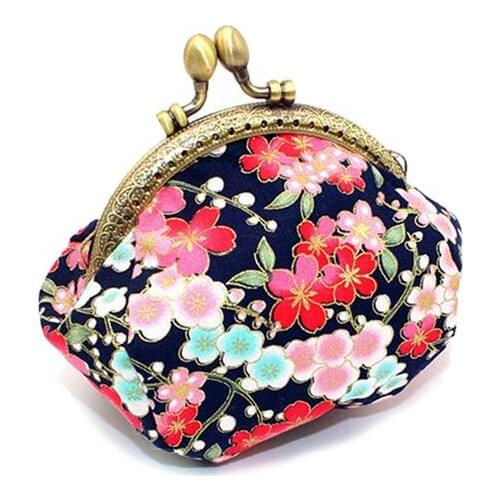 Vintage Ethnic Style Printed Handmade Fabric Coin Purse Creative Ethnic Style Clasp Closure Change Purse Coin Pouch For Women