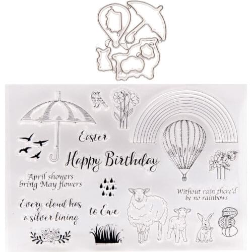 YINISE Silicone Clear Stamps CUTTING DIES For Scrapbooking UMBRELLA STENCIL DIY PAPER Album Cards MAKING CRAFT RUBBER Stamp MOLD