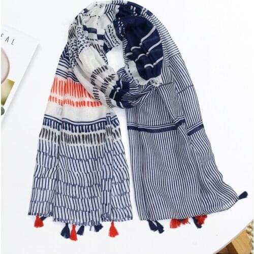 Women Spain Fashion Paisley Striped Tassel Viscose Shawl Lady High Quality Print Wrap Pashmina Stole Bufandas Muslim Hijab Snood