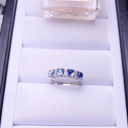 Romantic Moonstone gemstone ring for women with silver 2