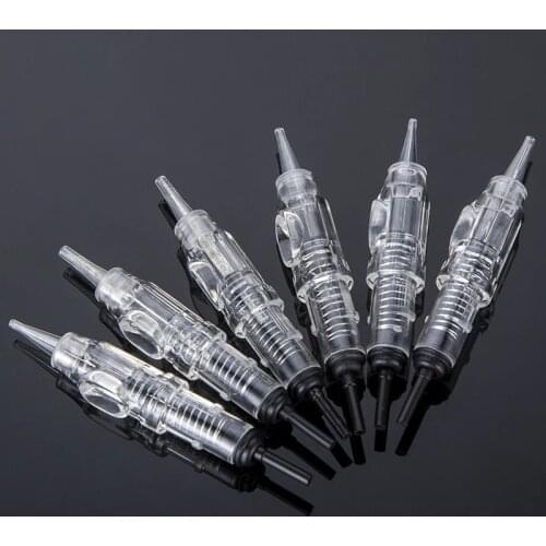 100pcs Easy Click Cartridge Needles 0.18/0.2/0.25/0.3/0.35/0.4MM 1RL Permanent Makeup 600D-G For Eyebrow Lip Eyeliner Tattoo Tip