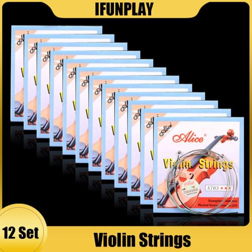 12Set Alice A703 Stainless Steel Nickel Silver Would E-1st A-2nd D-3rd G-4th Single Violin Strings Wholesale