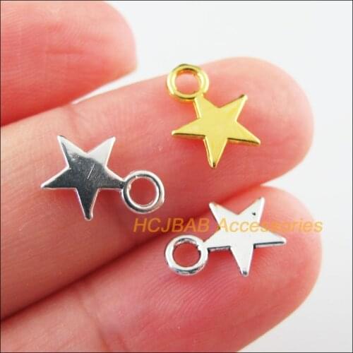 120Pcs Retro Tibetan Silver Tone Gold Silver Tone Tiny Star Charms Pendants 8.5x11mm