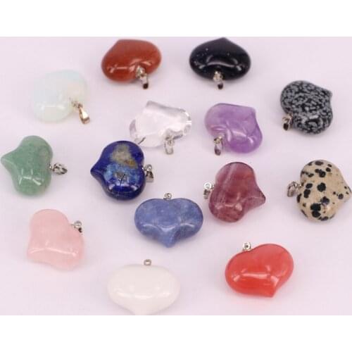 25*20MM heart shape semi-precious pendant for necklace pendant,jewelry making gift for lover free shipping
