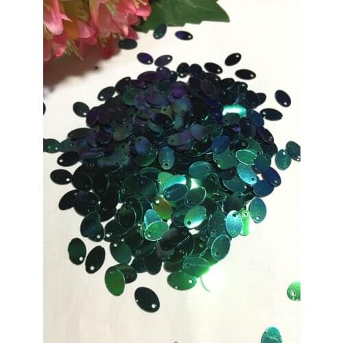 3000pcs/lot 5*8mm Oval Egg Shape Sequins PVC Flat Ellipse With Side Hole Belly Dance Garment DIY Accessories Dark Green AB