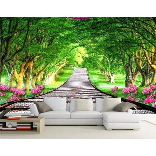 Custom photo 3d wallpaper Green woods and flowers trail background wall room Home decor 3d wall murals wallpaper for walls 3 d