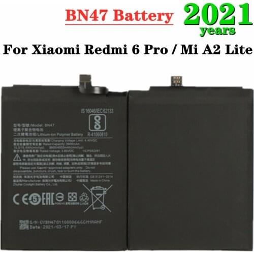 4000mAh BN47 Battery For Xiaomi Redmi Mi A2 Lite,Redmi 6 Pro Mobile Phone Battery High Quality Smartphone Replacement Batteries
